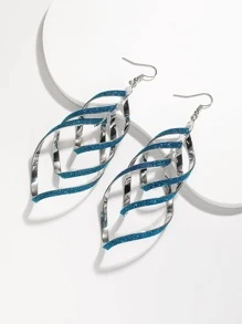 1對時尚金屬亮絲幾何耳墜適合女士日常裝飾 - 查看 5