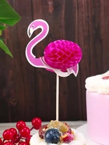 20pcs Flamingo Shaped Cake Topper, Modern Paper Cake Top Decoration For Party - Multicolor - View 2