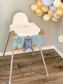 一套蓝色一周岁生日旗帜，一周岁生日派对墙面背景装饰，派对房间装饰旗帜，圣诞节 - 藍色 - 查看 1