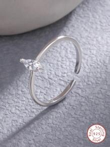 ESBERRY 方晶鋯石裝飾袖口銀婚戒適合女士新娘婚禮精細首飾類 - 銀色 - 查看 1