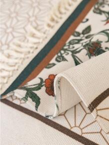 1pc Floral Pattern Tassel Decor Sofa Towel, Modern Polyester Anti-slip Towel Cover For Home - Multicolor - View 4