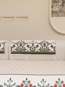 1pc Floral Pattern Tassel Decor Sofa Towel, Modern Polyester Anti-slip Towel Cover For Home - Multicolor - View 6