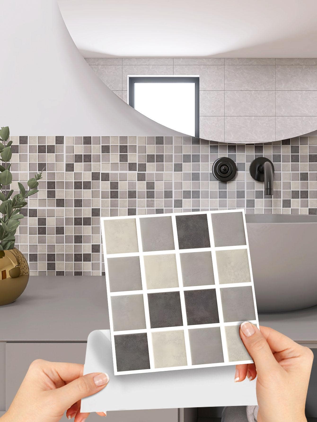 20pcs/set PVC Wall Panel, Modern Water Resistant Oilproof Self Adhesive Wall Covering For Kitchen - Camel - View 1