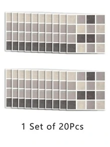 20pcs/set PVC Wall Panel, Modern Water Resistant Oilproof Self Adhesive Wall Covering For Kitchen - Camel - View 4