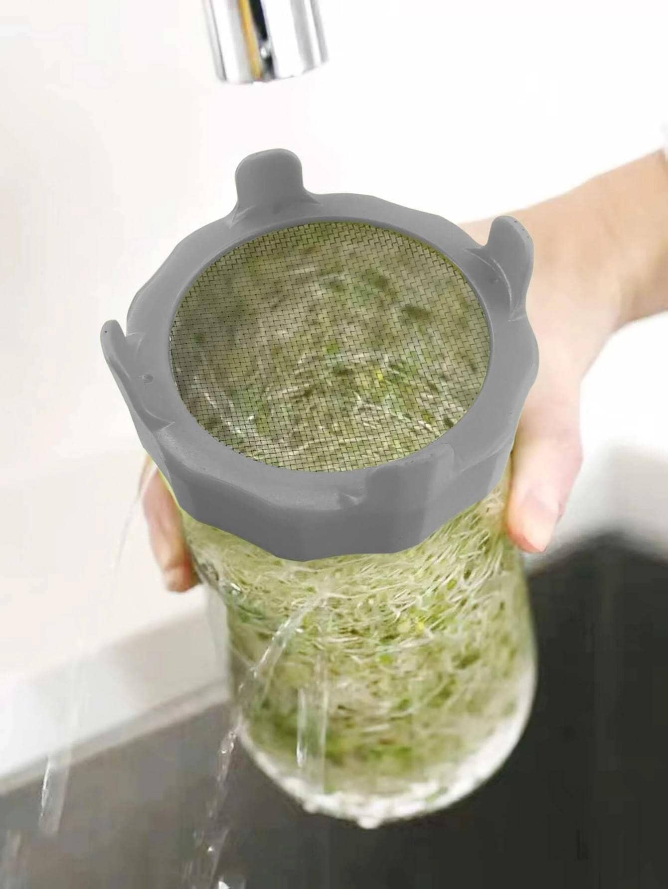 1pc Stainless Steel Sprouting Lid - Grey - View 1