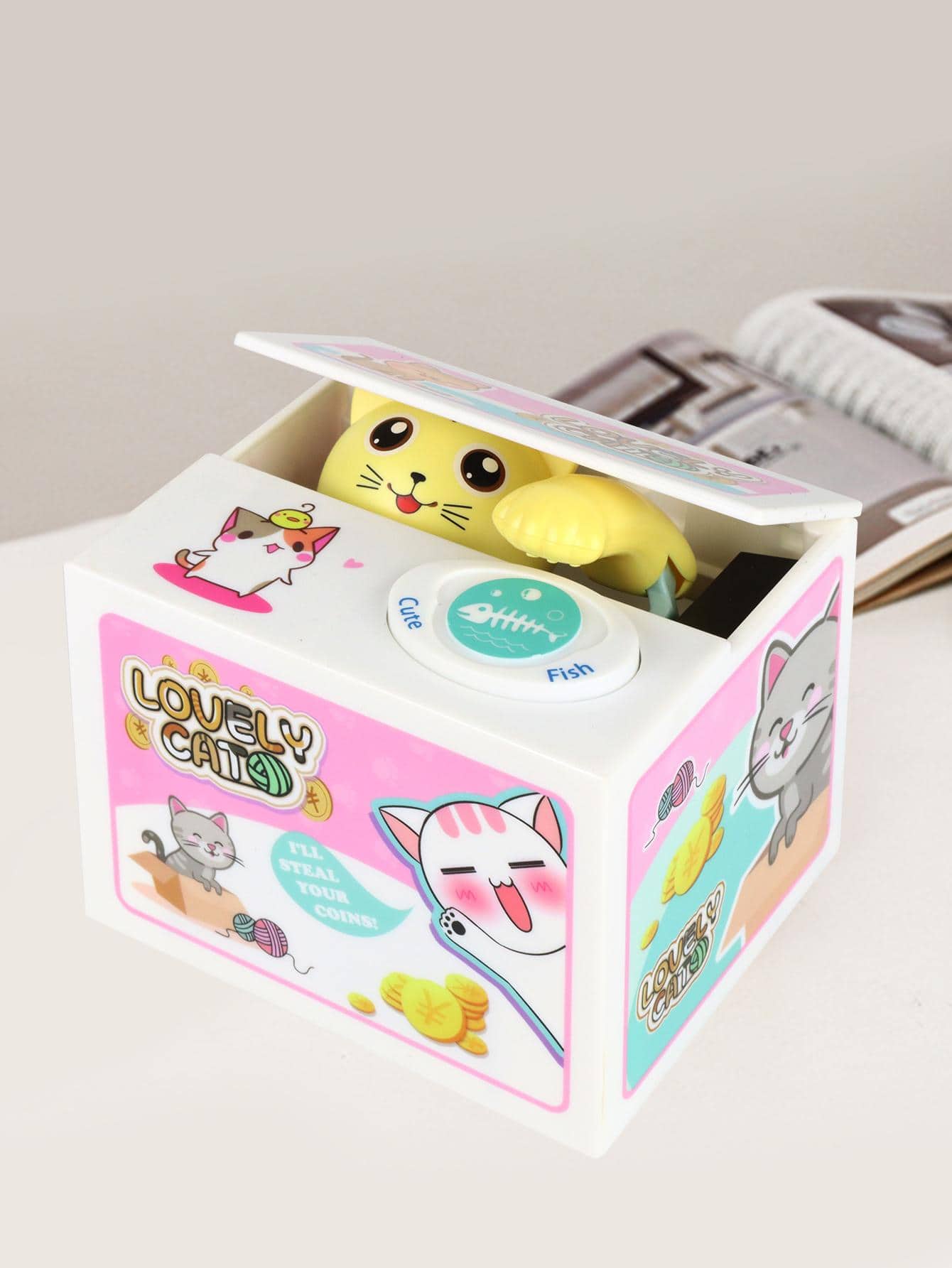 1 pieza Hucha creativo dinero dibujos animados lindo con diseño de gato para casa