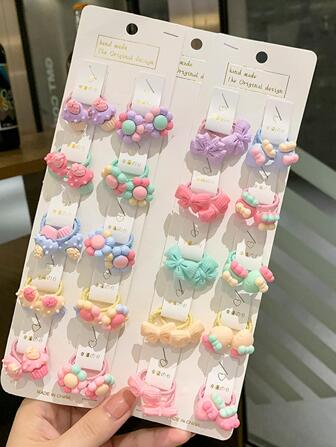 40pcs/Set Colorful Small Size Hair Ties With Mesh Pouch