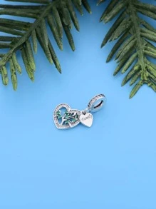 HuooNew 1入組豪華銀色心形家譜吊墜帶珠子男女適用於派對和聚會 - 銀色 - 查看 2