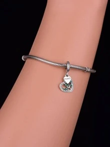 HuooNew 1入組豪華銀色心形家譜吊墜帶珠子男女適用於派對和聚會 - 銀色 - 查看 3