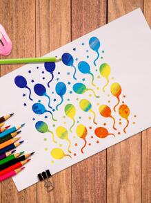 1入組氣球和星星空心繪圖模板用於繪圖簡單多用途繪畫模板DIY工藝品 - 白色 - 查看 2