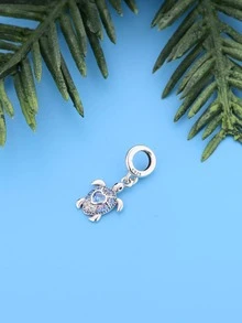 1pc Exquisite Silver Turtle Pendant With Beads, Unisex For Party And Banquet - Silver - View 2