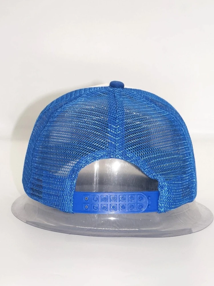 1pc Unisex Mesh Embroidered Letter Baseball Cap, Breathable Outdoor Casual Snapback Hat For Walking, Fishing, Hiking, Sports, Sun Protection, Truck Driver Cap, Style - Royal Blue - View 4