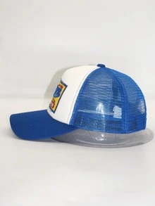 1 chiếc Mũ lưỡi trai bóng chày thêu chữ lưới Unisex, Mũ lưỡi trai thoáng khí dùng ngoài trời để đi bộ, câu cá, đi bộ đường dài, thể thao, chống nắng, mũ tài xế xe tải, phong cách - Xanh đậm - Xem 3