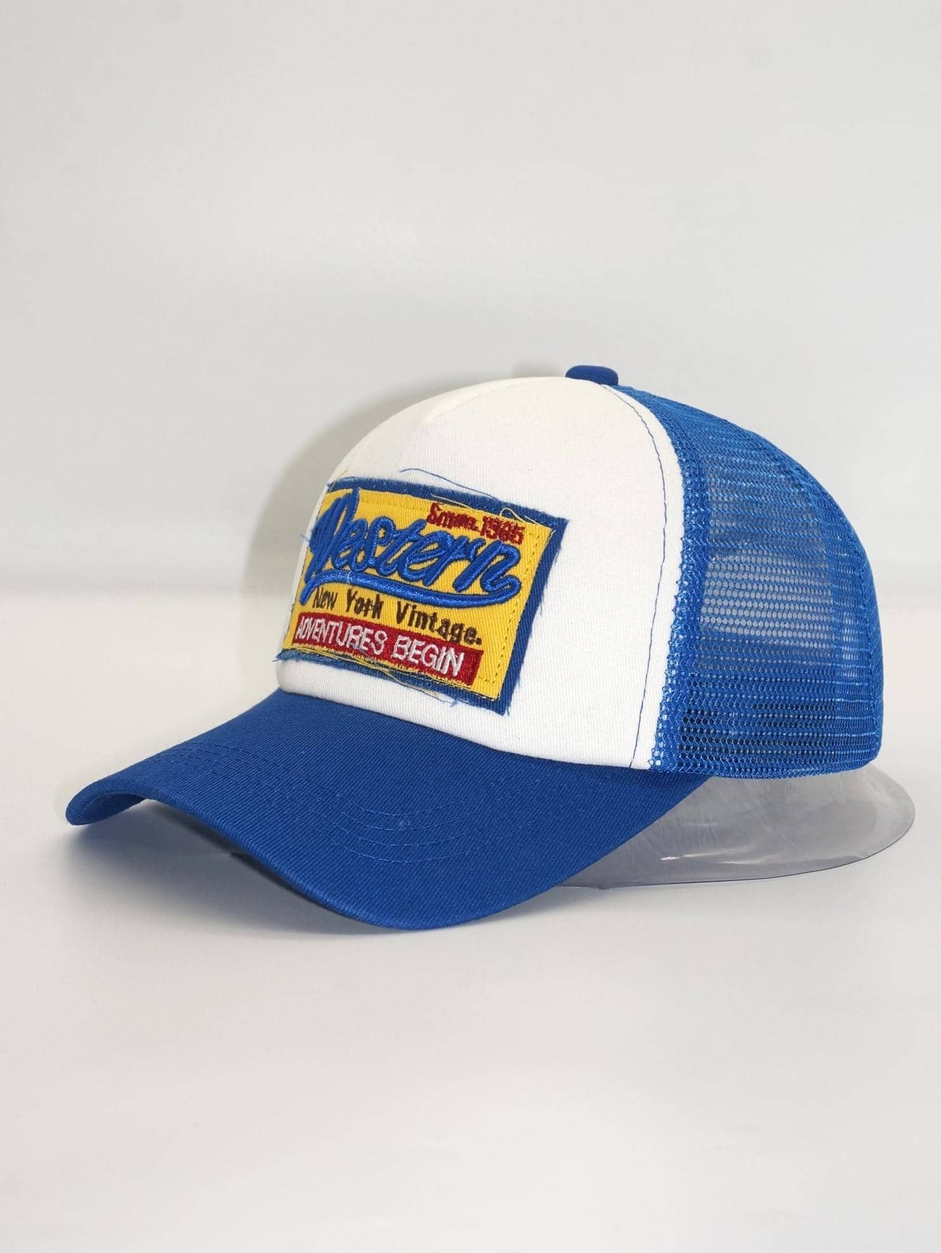 1 chiếc Mũ lưỡi trai bóng chày thêu chữ lưới Unisex, Mũ lưỡi trai thoáng khí dùng ngoài trời để đi bộ, câu cá, đi bộ đường dài, thể thao, chống nắng, mũ tài xế xe tải, phong cách - Xanh đậm - Xem 1