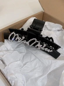 1入組女士水鑽字母裝飾時尚髮爪適用於頭髮裝飾用品 - 彩色 - 查看 2