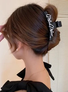 1入組女士水鑽字母裝飾時尚髮爪適用於頭髮裝飾用品 - 彩色 - 查看 1