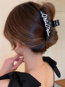 1入組女士水鑽字母裝飾時尚髮爪適用於頭髮裝飾用品 - 彩色 - 查看 3