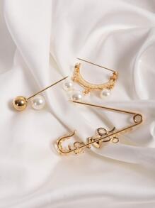 1 zestaw damski kryształ górski i sztuczne perły dekoracyjne efektowny szalik Pin, do dekoracji akcesoriów damskich walentynek modna broszka - Wielokolorowe - Zobacz 3