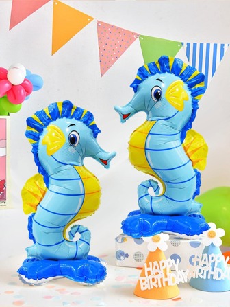 2入組寵物現代海馬形狀裝飾氣球適合派對