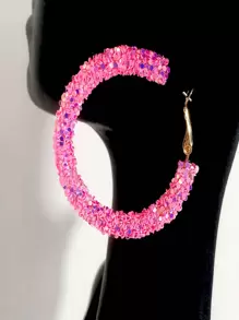 Bông tai trang trí sequin thời trang cho phụ nữ để trang trí hàng ngày - Hồng - Xem 1