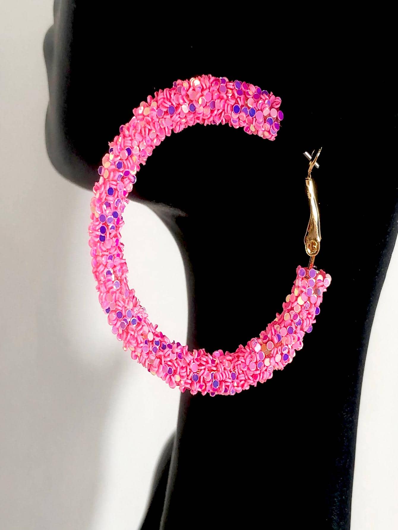 Bông tai trang trí sequin thời trang cho phụ nữ để trang trí hàng ngày - Hồng - Xem 1