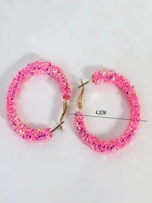 Bông tai trang trí sequin thời trang cho phụ nữ để trang trí hàng ngày - Hồng - Xem 3