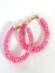 Bông tai trang trí sequin thời trang cho phụ nữ để trang trí hàng ngày - Hồng - Xem 2