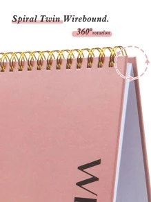 Trees 1pc Letter Graphic Spiral Planner, Simple Portable Weekly Plan Checklist Notepad For Office, School Student - Dusty Pink - View 5