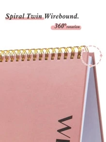 Trees 1pc Letter Graphic Spiral Planner, Simple Portable Weekly Plan Checklist Notepad For Office, School Student - Dusty Pink - View 2