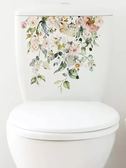 1 件 PVC 马桶盖贴花、现代花卉图案马桶盖贴花（适用于家庭）、贴纸、墙贴花、乙烯基贴花（用于家庭装饰）、春季装饰品（让您的家焕然一新）、节日装饰贴纸（礼物、生日、毕业）