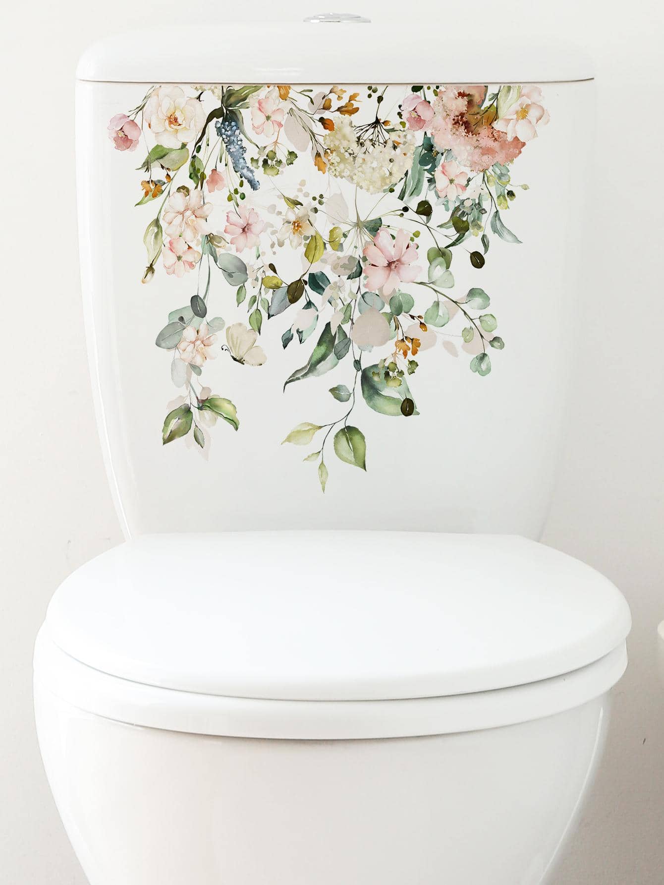 1pc PVC Toilet Lid Decal, Modern Flower Pattern Toilet Lid Decal For Home, Stickers, Wall Decal, Vinyl Decal For Home Decorations, Spring Decoration Items Refresh Your Home, Festival Decoration Stickers Gifts Birthday Graduation