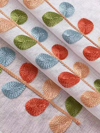 1入組葉子圖案窗幔現代絨球裝飾窗簾帷幔適用於家居裝飾