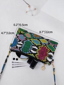 1pc Snakeskin Grain PU Portable Zipper Can Hold A Mobile Phone Cross-Body Bag Fashion Shoulder Bag Cross-Body Bag Is Suitable For Women'S Daily Use Can Put A Purse Makeup Bag, Fashion, Modern, Business, For Anniversary, For Christmas, On Valentine Day, For Birthday Gift, For Gift, For Couple For Women, For Girls, For Lady, For Female, Bag School Supplies For School Dorm Room & Back To School - Multicolor - View 2