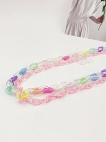 1pc Women Color Block Fashion Face Covering Chain, For Decoration - Multicolor - View 4