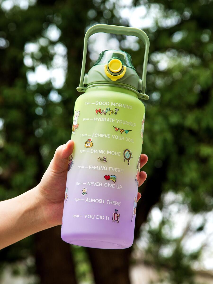 1 chiếc 67,63oz/2L Dung tích lớn Ống hút nhựa màu chuyển sắc Cốc nước thể thao, Bình nước di động ngoài trời Ống hút - xanh quân đội - Xem 1