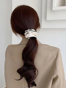 1 cái Scrunchie thông thường cho phụ nữ tương phản ràng buộc cho cuộc sống hàng ngày - trắng - Xem 4