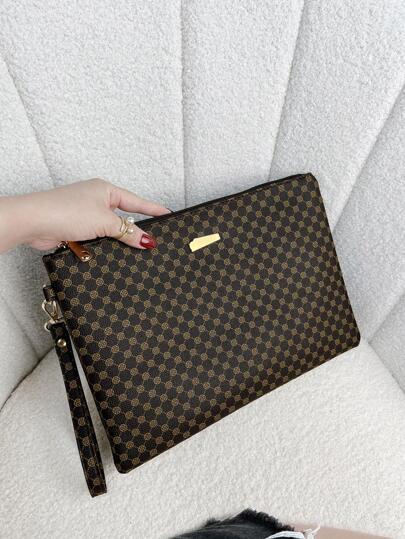 Medium Square Bag Geometric Pattern Metal Decor