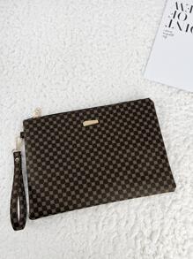 中等方包幾何樣式金屬裝飾 - 咖啡棕 - 查看 3