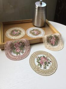 1入組花卉刺繡歐式風滌綸桌墊