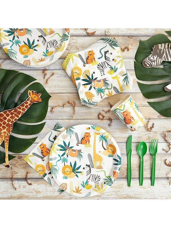 144 Piece Jungle Safari Theme Birthday Party Decorations, Zoo Animal