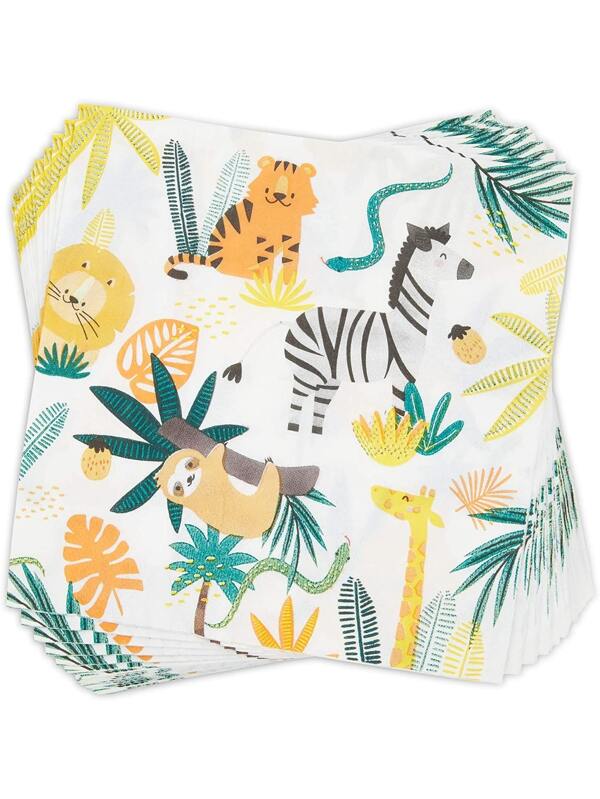 144 Piece Jungle Safari Theme Birthday Party Decorations, Zoo Animal