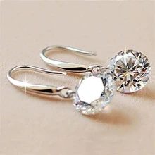 1 Pair Fashion Elegant Cubic Zirconia Drop Earrings, Minimalist Design, Versatile Daily Wear, Birthday Gift - Clear - View 1