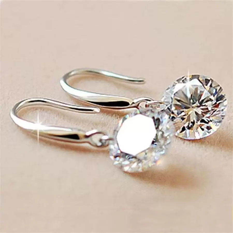 1 Pair Fashion Elegant Cubic Zirconia Drop Earrings, Minimalist Design, Versatile Daily Wear, Birthday Gift - Clear - View 1