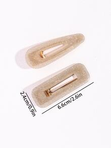 2入組女性幾何裝飾時尚鴨嘴夾適用於日常生活 - 金色 - 查看 4