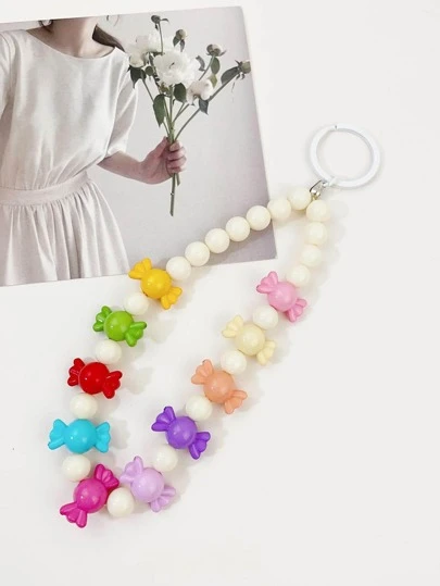 1pc Women Candy Decor Beaded Charm Y2K Keychain For Key Decoration