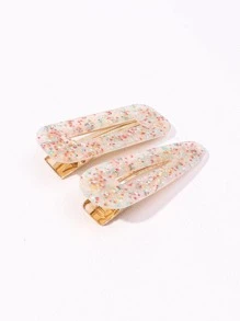 2入組女性幾何裝飾時尚鴨嘴夾適用於日常生活 - 彩色 - 查看 4