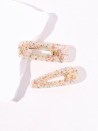 2入組女性幾何裝飾時尚鴨嘴夾適用於日常生活