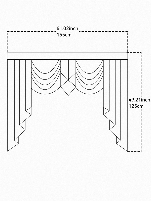 1pc Jacquard Pom Pom Decor Window Valance, Modern Polyester Curtain