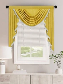 1pc Pendant Decor Window Valance, Modern Polyester Curtain Valance For Living Room - Gold - View 2