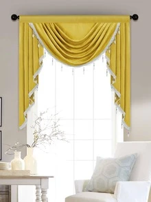1pc Pendant Decor Window Valance, Modern Polyester Curtain Valance For Living Room - Gold - View 1